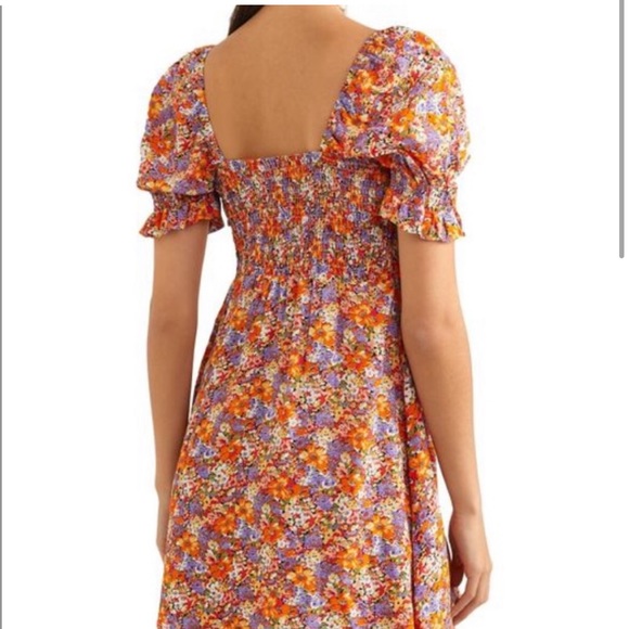 Iris Floral Print Puff Sleeve Mini-Dress - Picture 2 of 6